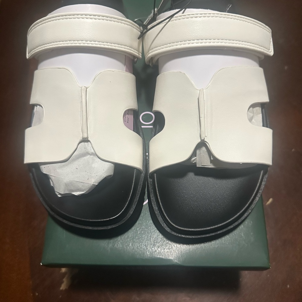 White and Black Sandals